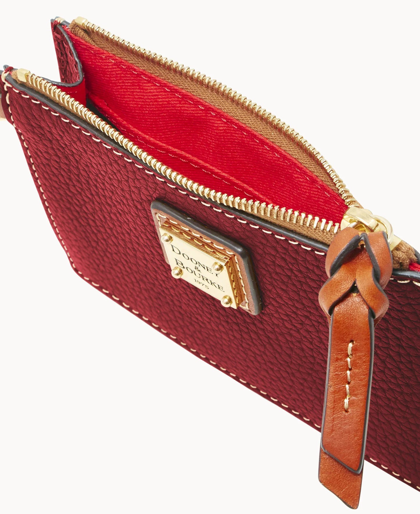 Pebble Grain Zip Top Card Case Wristlet