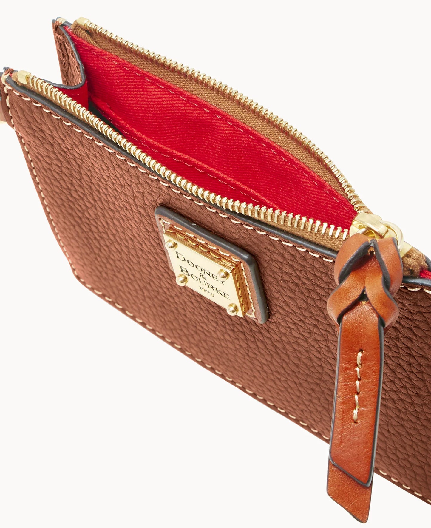 Pebble Grain Zip Top Card Case Wristlet