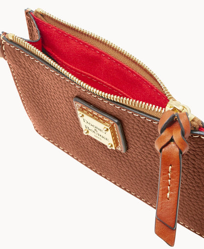 Pebble Grain Zip Top Card Case Wristlet