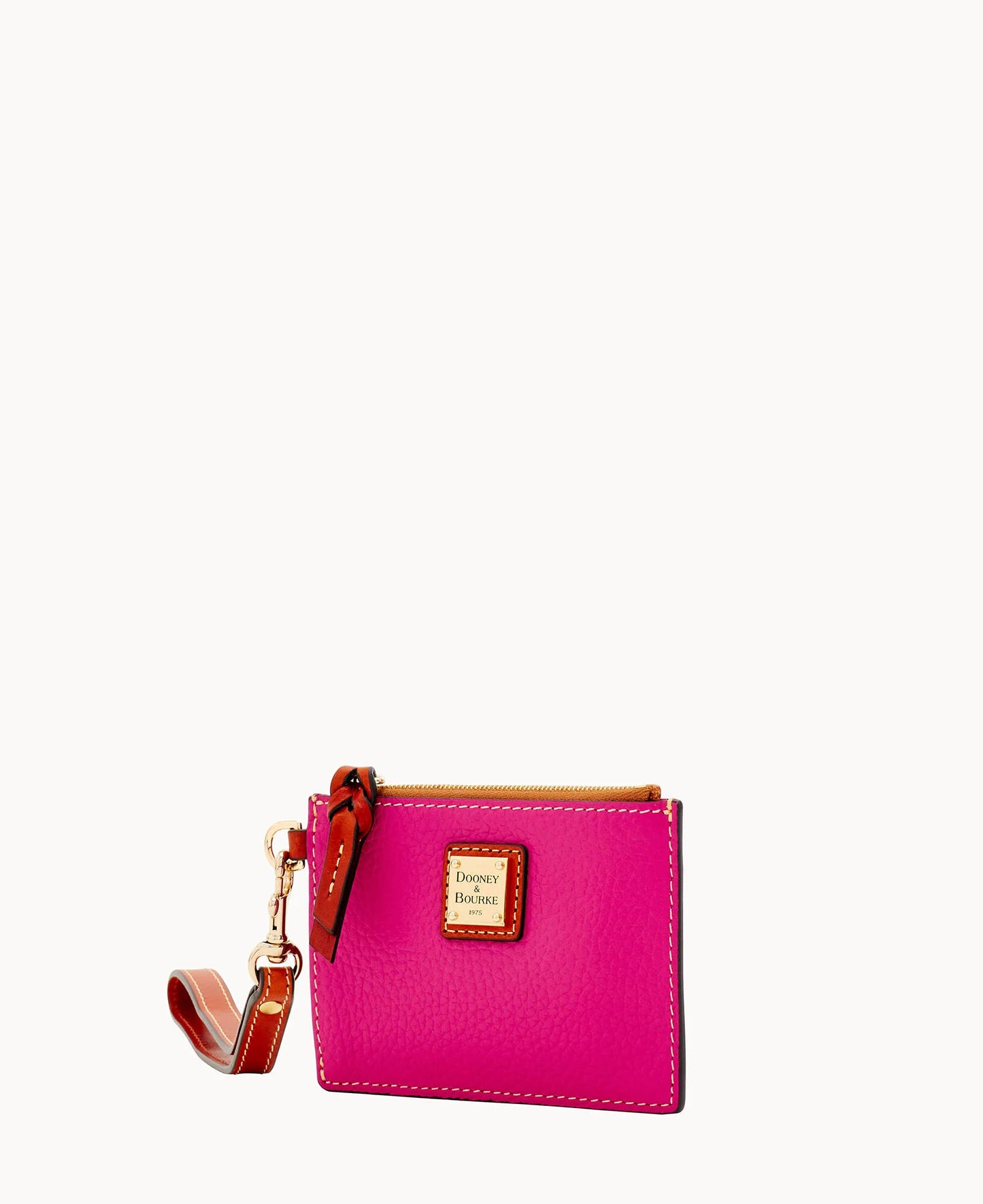Pebble Grain Zip Top Card Case Wristlet