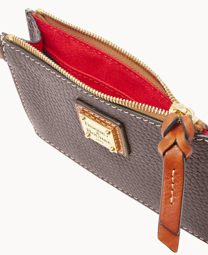 Pebble Grain Zip Top Card Case Wristlet
