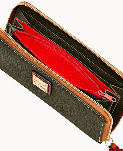 Pebble Grain Large Zip Around Wristlet