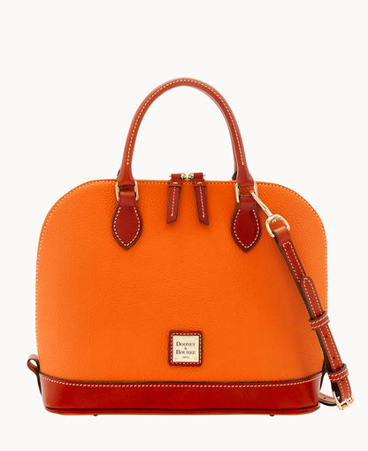 Pebble Grain Zip Zip Satchel