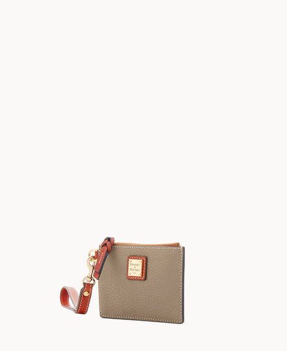 Pebble Grain Zip Top Card Case Wristlet