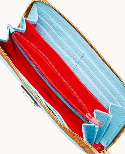 Pebble Grain Large Zip Around Wristlet