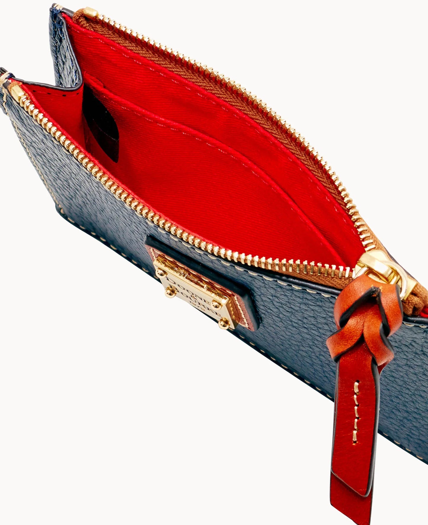Pebble Grain Zip Top Card Case Wristlet