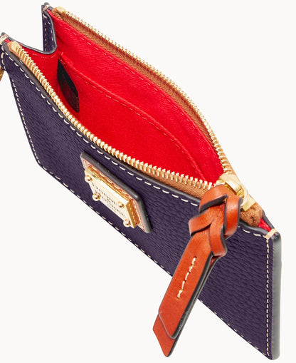 Pebble Grain Zip Top Card Case Wristlet