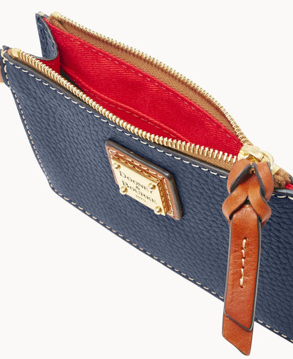 Pebble Grain Zip Top Card Case Wristlet