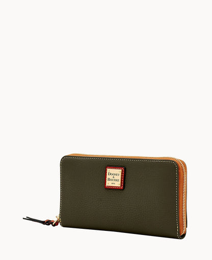 Pebble Grain Large Zip Around Wristlet