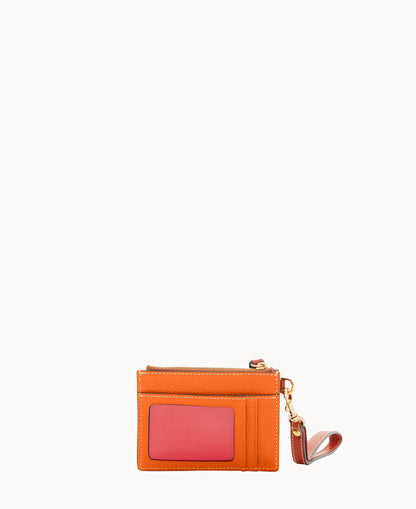 Pebble Grain Zip Top Card Case Wristlet