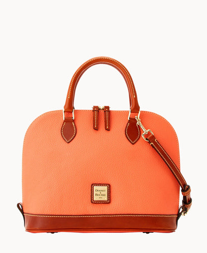 Pebble Grain Zip Zip Satchel