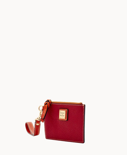 Pebble Grain Zip Top Card Case Wristlet