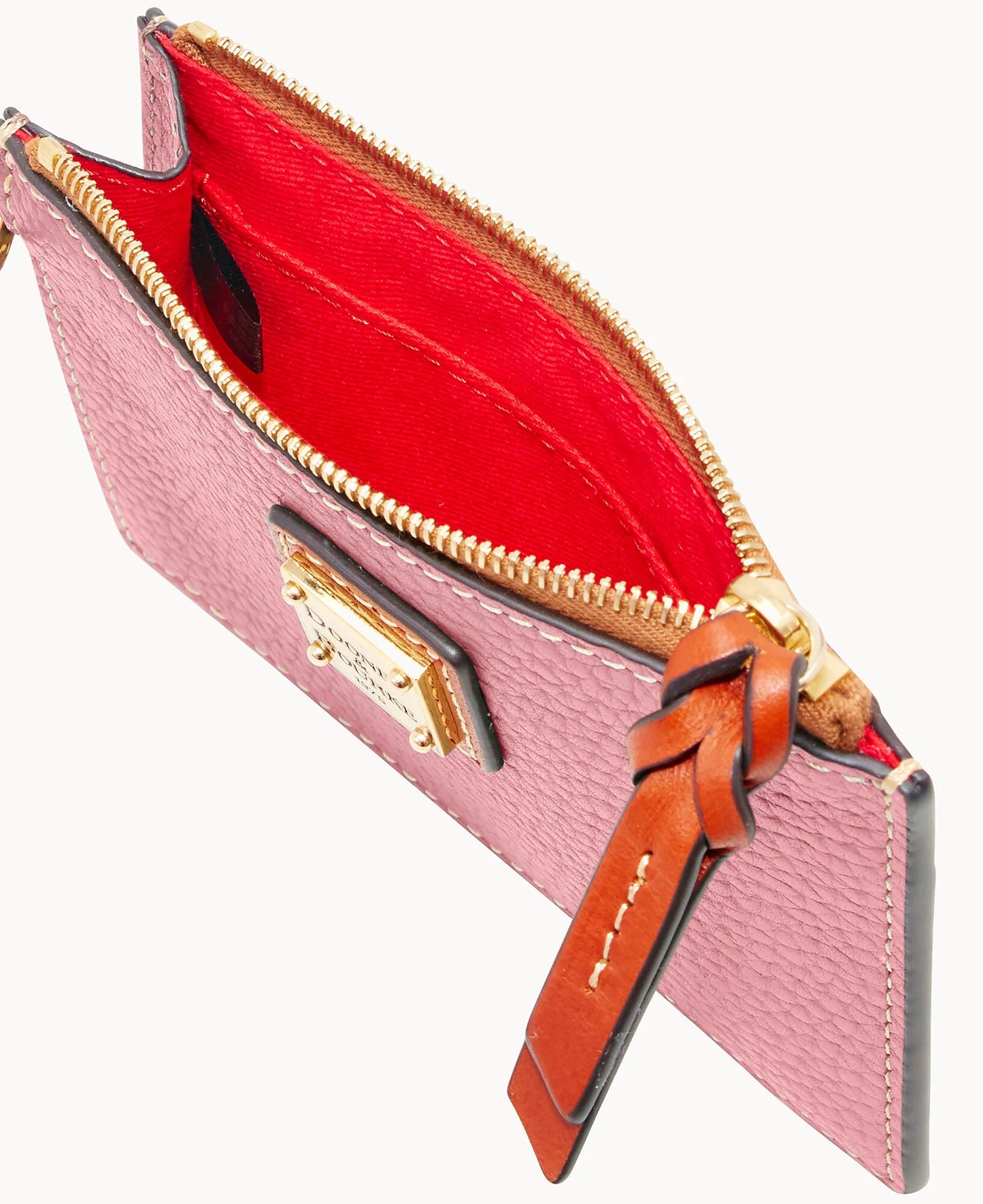 Pebble Grain Zip Top Card Case Wristlet