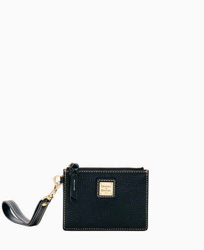 Pebble Grain Zip Top Card Case Wristlet