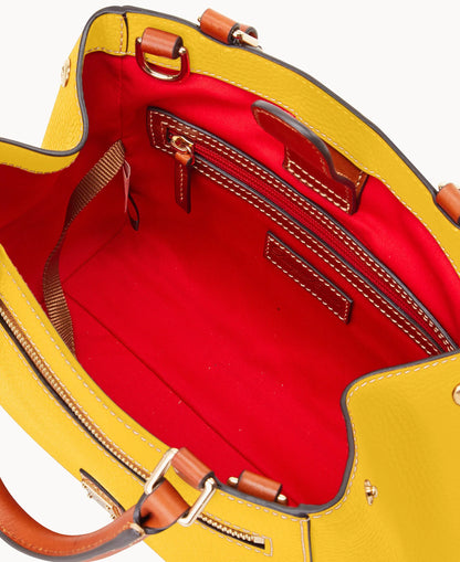 Pebble Grain Small Zip Satchel
