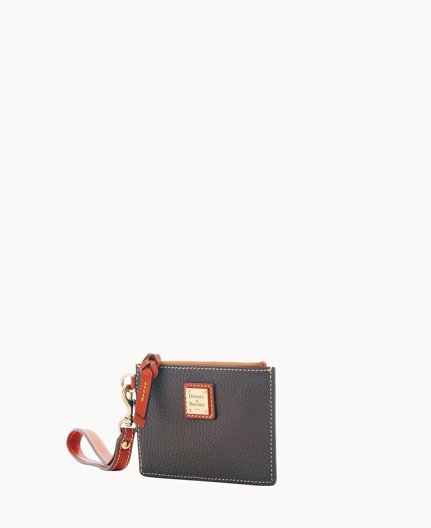 Pebble Grain Zip Top Card Case Wristlet
