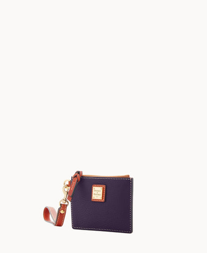 Pebble Grain Zip Top Card Case Wristlet