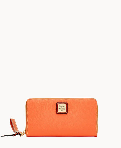Pebble Grain Large Zip Around Wristlet