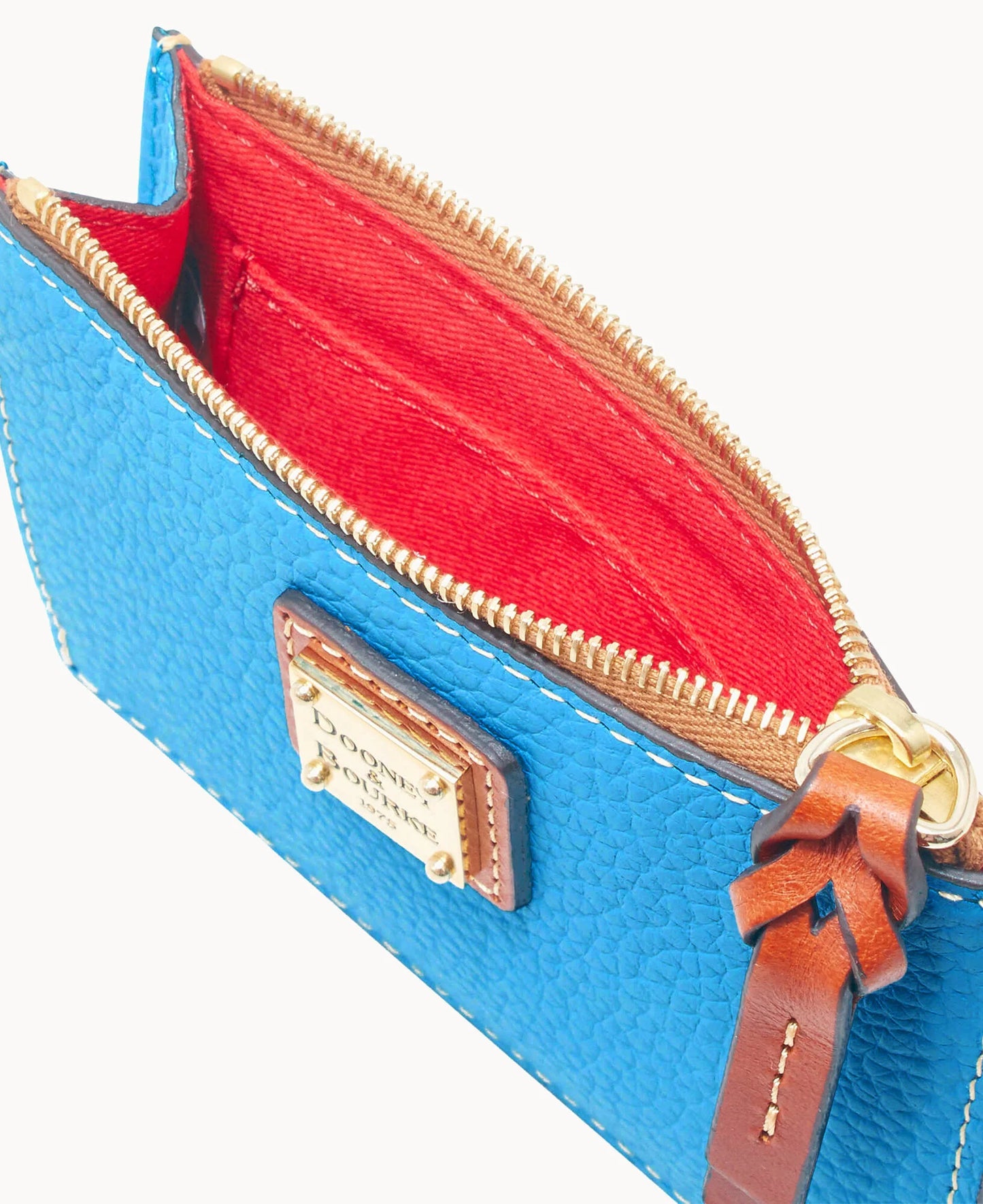 Pebble Grain Zip Top Card Case Wristlet