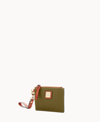 Pebble Grain Zip Top Card Case Wristlet