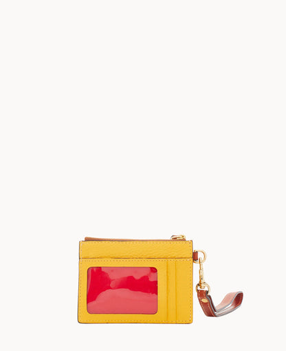 Pebble Grain Zip Top Card Case Wristlet