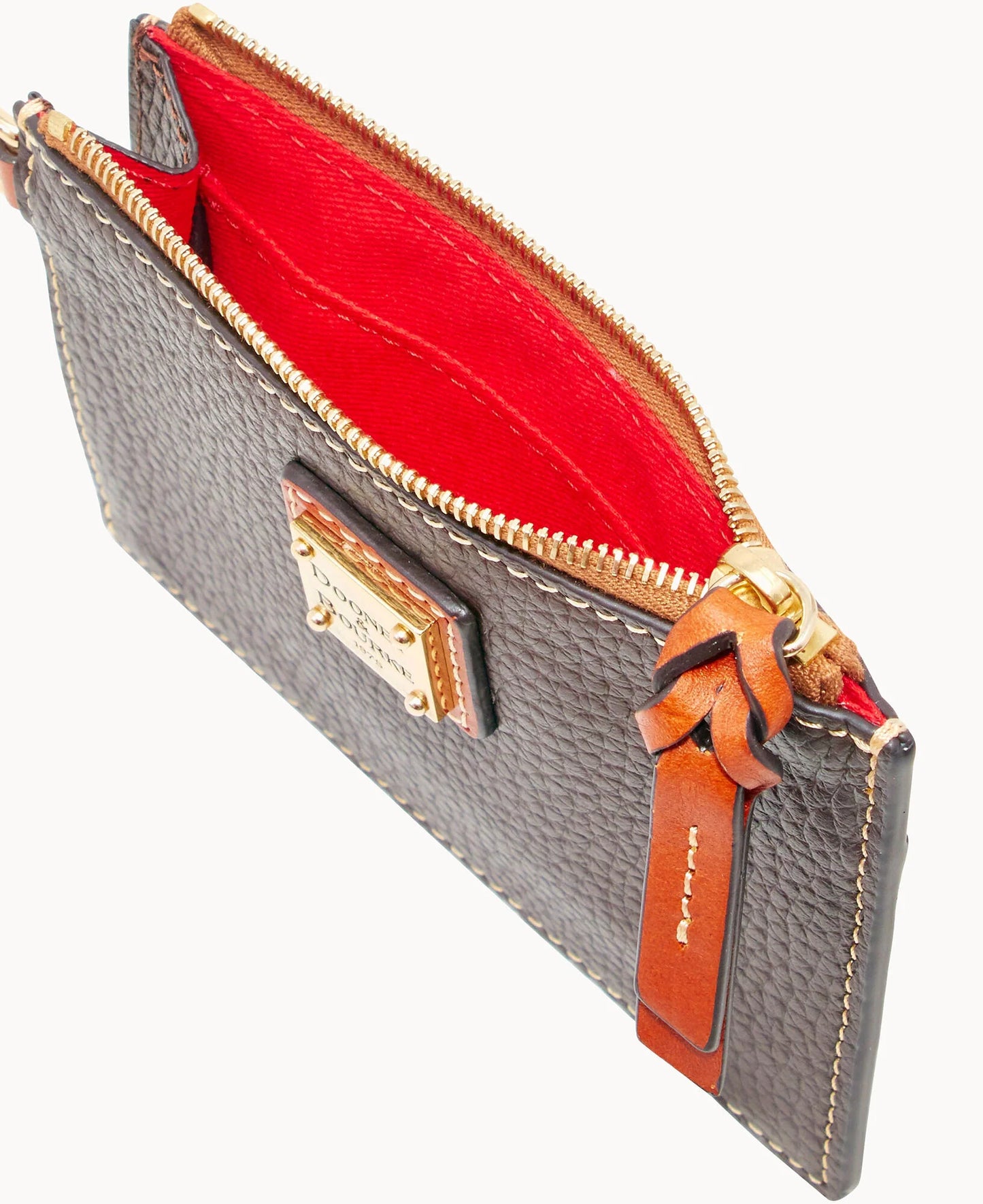 Pebble Grain Zip Top Card Case Wristlet