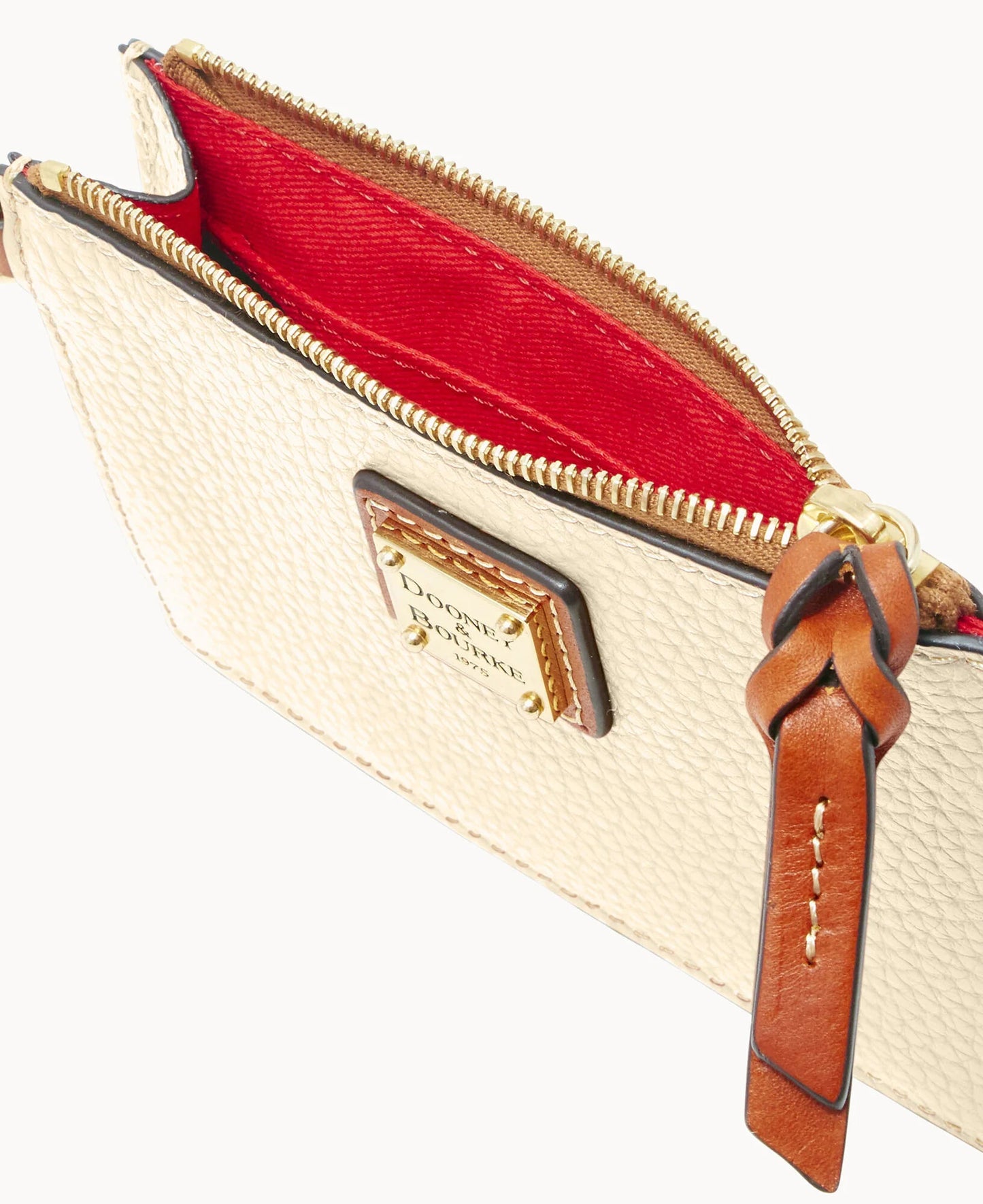 Pebble Grain Zip Top Card Case Wristlet