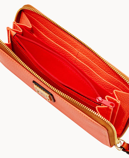 Pebble Grain Large Zip Around Wristlet