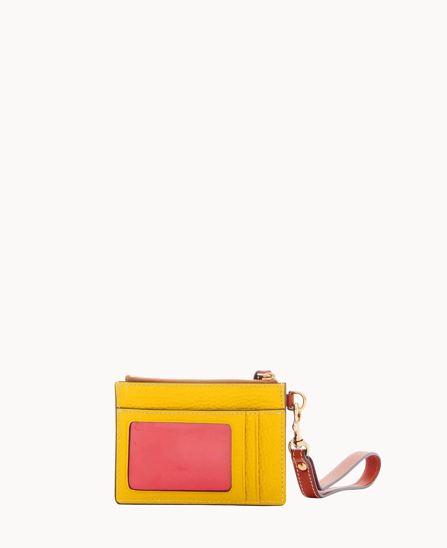 Pebble Grain Zip Top Card Case Wristlet