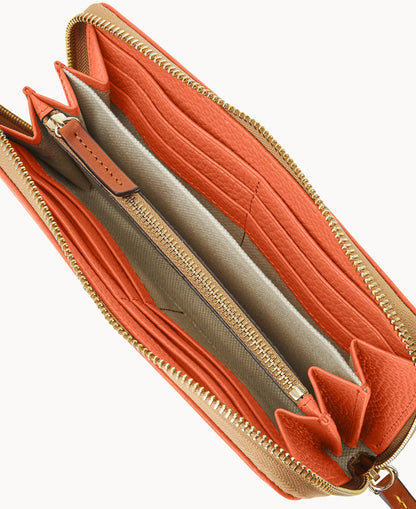 Pebble Grain Large Zip Around Wristlet