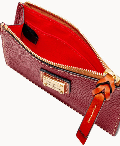 Pebble Grain Zip Top Card Case Wristlet