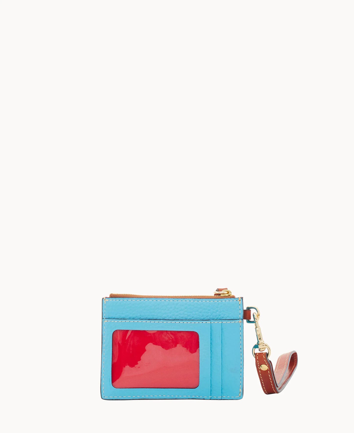 Pebble Grain Zip Top Card Case Wristlet