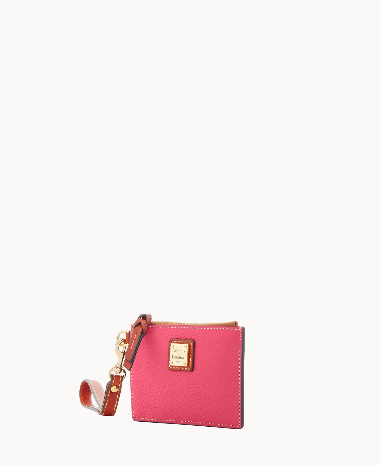 Pebble Grain Zip Top Card Case Wristlet