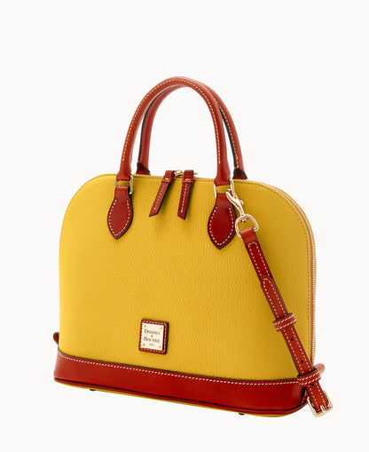 Pebble Grain Zip Zip Satchel