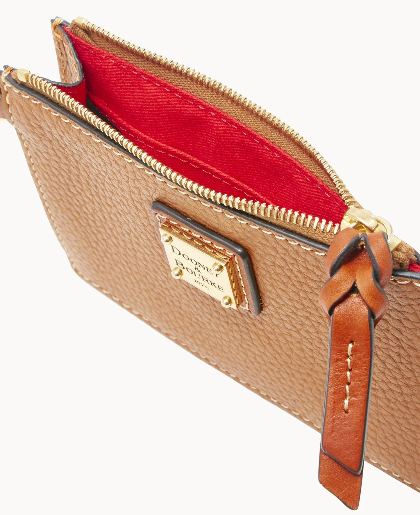 Pebble Grain Zip Top Card Case Wristlet