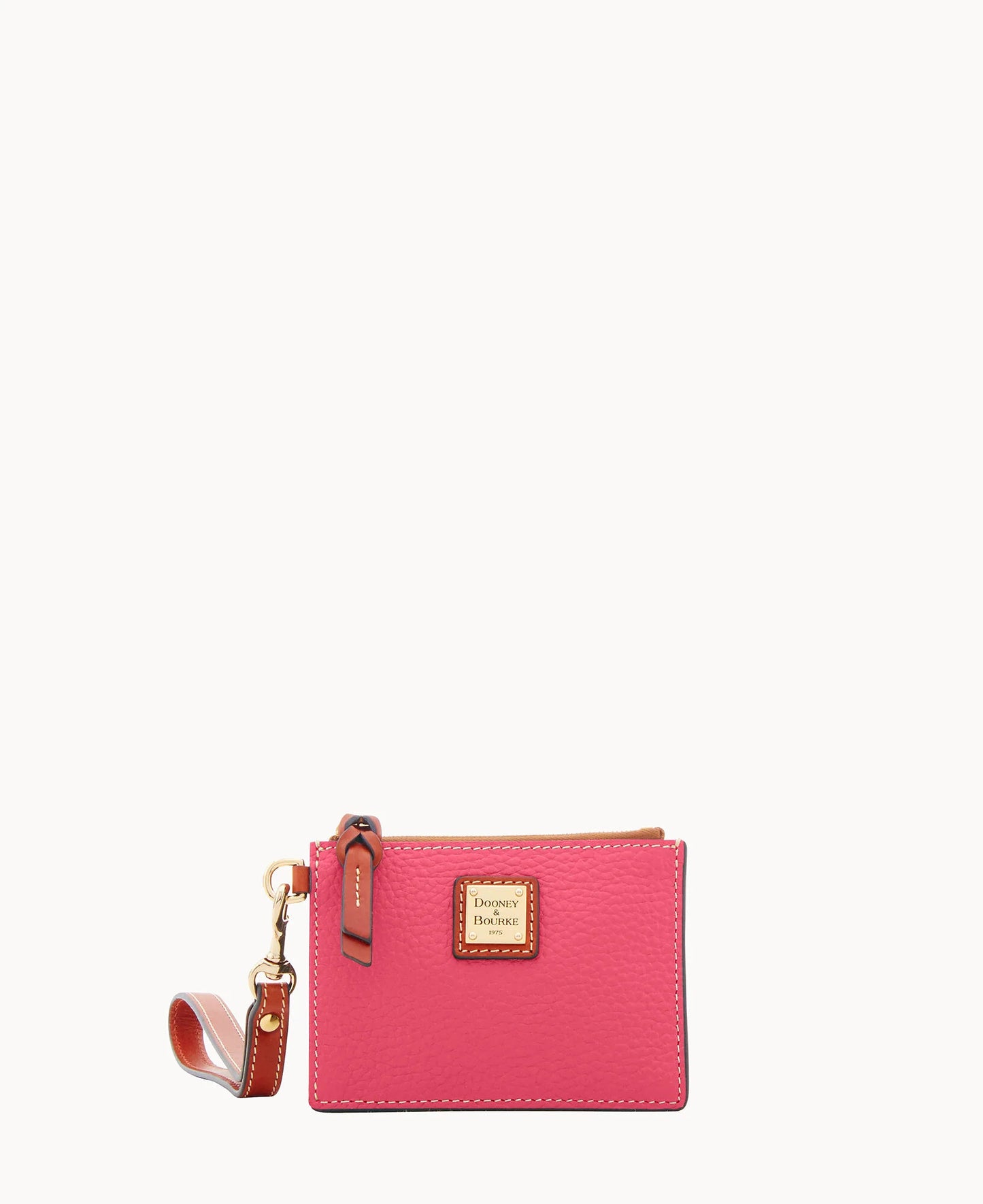 Pebble Grain Zip Top Card Case Wristlet