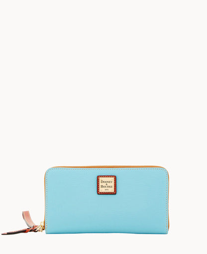 Pebble Grain Large Zip Around Wristlet