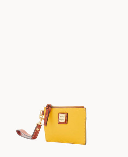 Pebble Grain Zip Top Card Case Wristlet
