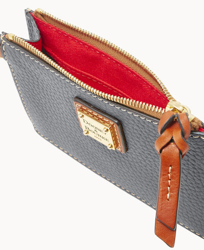 Pebble Grain Zip Top Card Case Wristlet
